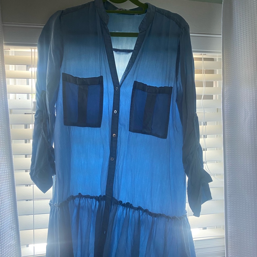 Zara denim ruffle dress